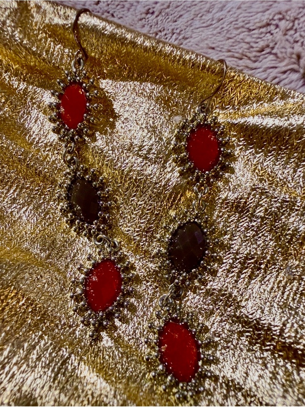 Statement Red and Brown Dangle Earrings - Women's Fashion Jewelry
